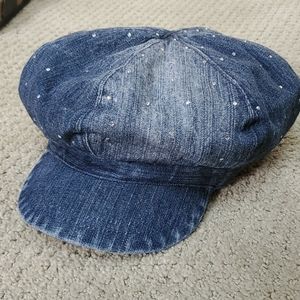 LIMITED TOO girls denim bejeweled newsboy hat